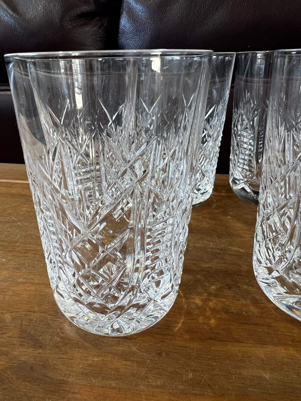 Vintage Waterford Cut crystal Tumblers, Set of 7 in the Clare pattern.